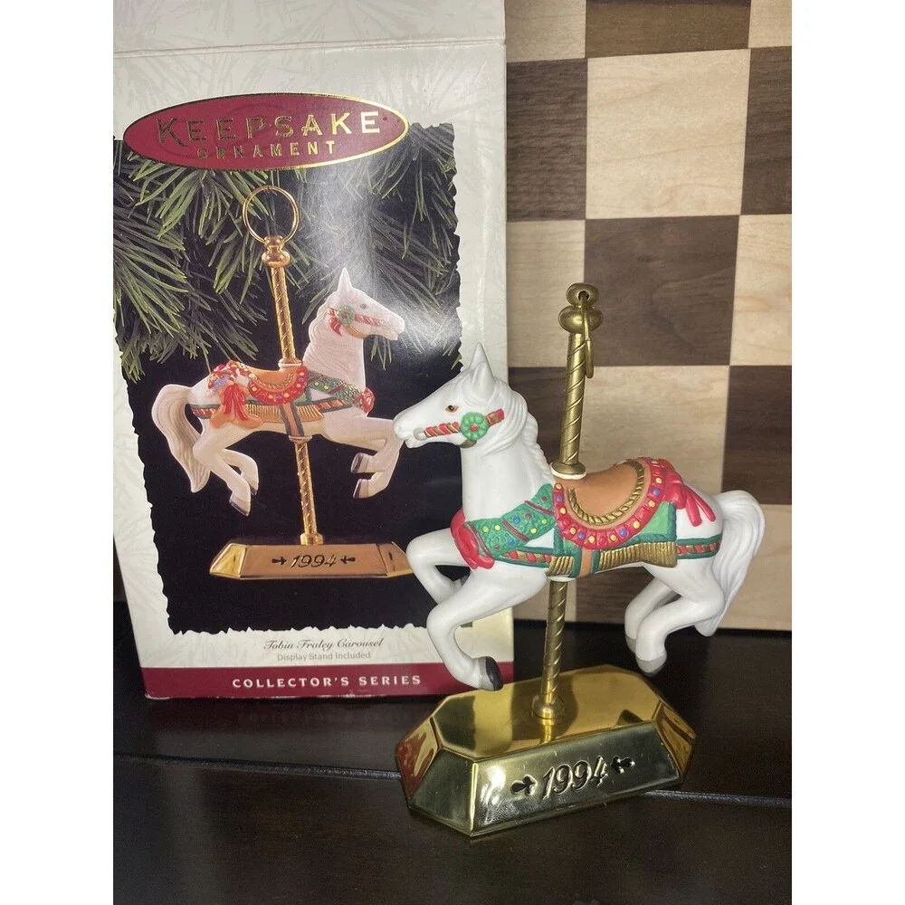 1994 Hallmark Keepsake Christmas Ornament Tobin Fraley Carousel Horse Stand #3